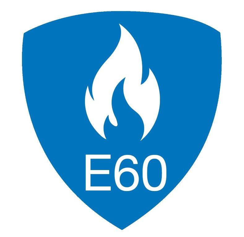 E60-certificering betyder, at et produkt kan modstå brand og forhindre gennemtrængning af flammer og røg i 60 minutter. Det er testet og godkendt jf. DS 428:2019 af et akkrediteret brandtestinstitut.